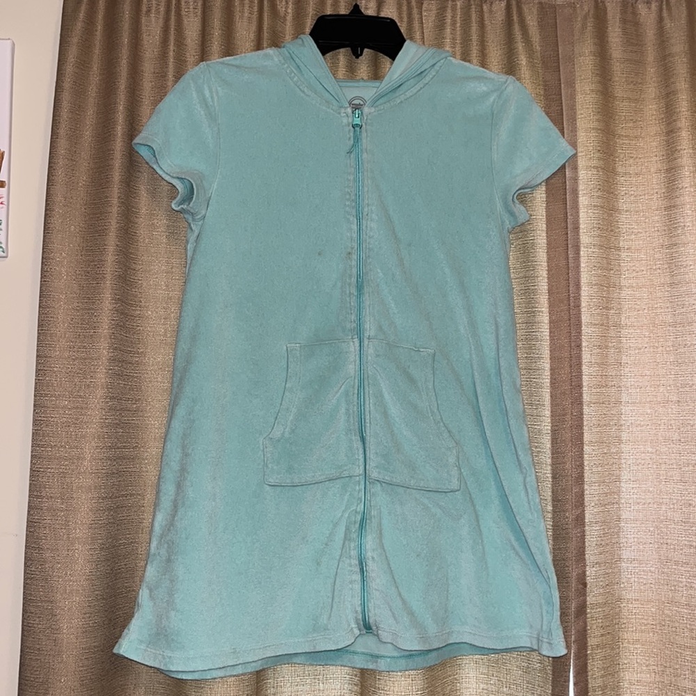 Girls Swimsuit Zip Up Cover Up Aqua XXL (18) Wonder Nation